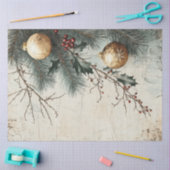 Papier Mousseline Aquarelle Baubles d'or de Noël baie sainte (Artisanat)