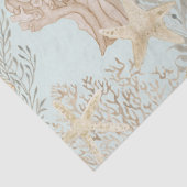Papier Mousseline Aquarelle Beach Corail de mer Starfish Shell Blue (Détail)