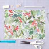 Papier Mousseline Aquarelle Berries d'hiver et verdure (Artisanat)