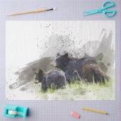 Papier Mousseline Aquarelle Black Bears Art 20x30 Découpage (Artisanat)