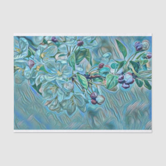 Papier Mousseline Aquarelle blanche moderne bleu vert cerisier