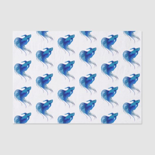 Papier Mousseline Aquarelle bleu Betta Fish (Recto)