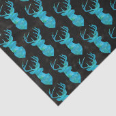 Papier Mousseline Aquarelle Bleu Cerf Vert sur Arrière - plan noir (Détail)