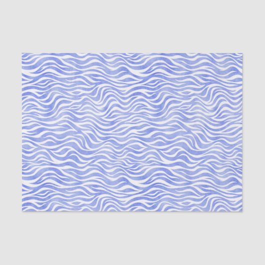 Papier Mousseline Aquarelle bleu Denim Zebra Imprimer (Recto)