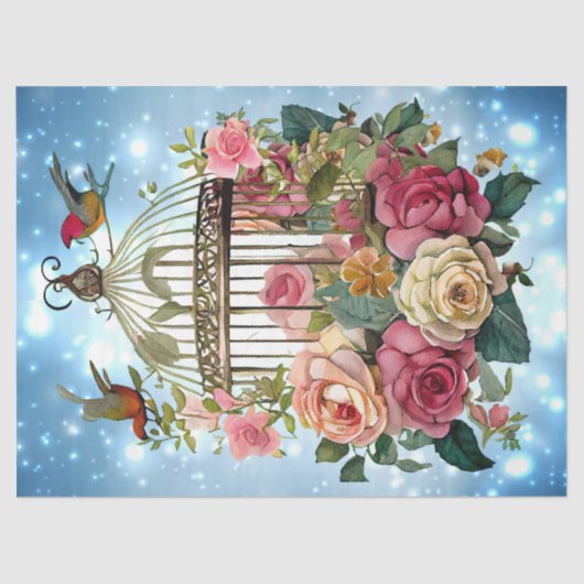 Papier Mousseline Aquarelle bleu d'hiver Découpage de la cage d'oise (Recto)