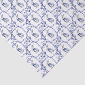 Papier Mousseline Aquarelle Bleu et blanc Chinoiserie Lapin Rabbit (Détail)