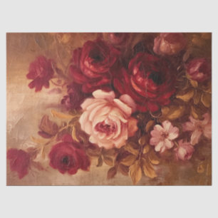 Papier Mousseline Aquarelle bleu et bordeaux rose or vintage