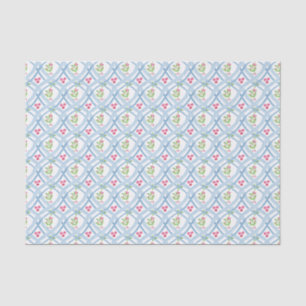 Papier Mousseline Aquarelle Bleu et rose Ruban & Holly