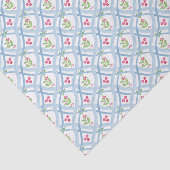 Papier Mousseline Aquarelle Bleu et rose Ruban & Holly (Détail)