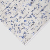 Papier Mousseline Aquarelle Bleu Fleurs botaniques Motif no 3 (Détail)