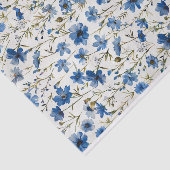 Papier Mousseline Aquarelle Bleu Fleurs botaniques Motif no 4 (Détail)