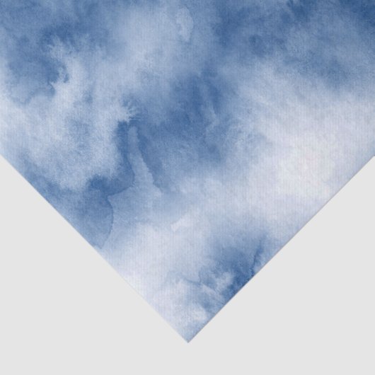 Papier Mousseline Aquarelle bleu Indigo Abstraite (Détail)