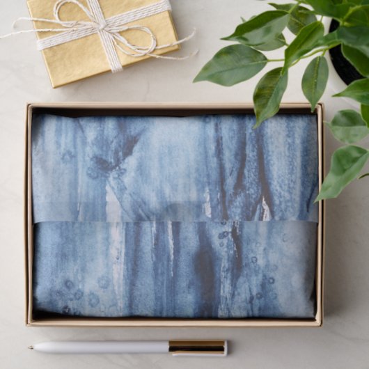 Papier Mousseline Aquarelle bleu marine Abstrait blanc (Cadeau)