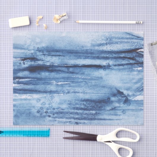 Papier Mousseline Aquarelle bleu marine Abstrait blanc (Artisanat)