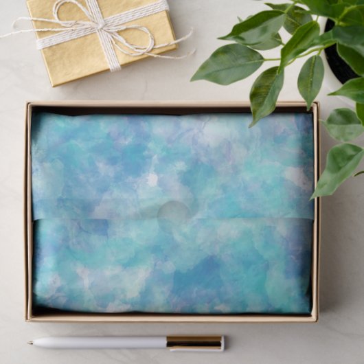 Papier Mousseline Aquarelle bleu marine brillante marbré (Cadeau)