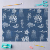 Papier Mousseline Aquarelle bleu marine Océan Animaux marins (Artisanat)