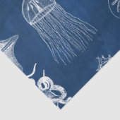 Papier Mousseline Aquarelle bleu marine Océan Animaux marins (Détail)