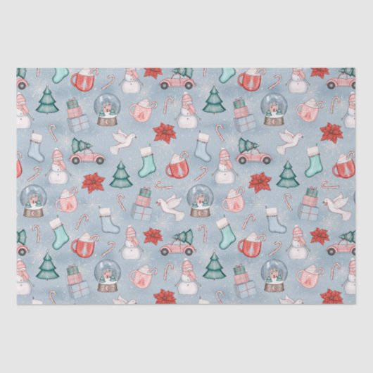 Papier Mousseline Aquarelle bleu mignonne Whimsical Enveloppe cadeau (Recto)