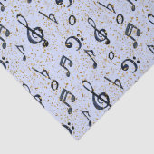 Papier Mousseline Aquarelle Bleu Musique Notes Parties scintillant O (Détail)