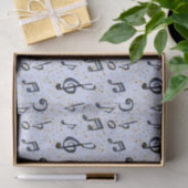 Papier Mousseline Aquarelle Bleu Musique Notes Parties scintillant O (Cadeau)