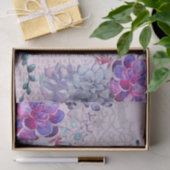 Papier Mousseline Aquarelle bleu violet succulent texte dentelle (Cadeau)