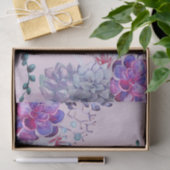 Papier Mousseline Aquarelle bleu violet succulents (Cadeau)