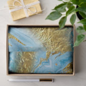 Papier Mousseline Aquarelle bleue Marbre et or Foil (Cadeau)