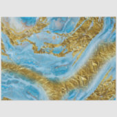 Papier Mousseline Aquarelle bleue Marbre et or Foil (Recto)
