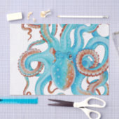 Papier Mousseline Aquarelle bleue pâle octopique Turquoise (Artisanat)
