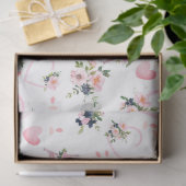 Papier Mousseline Aquarelle Blush Floral Tour Eiffel Motif (Cadeau)