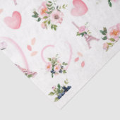 Papier Mousseline Aquarelle Blush Floral Tour Eiffel Motif (Détail)