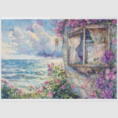 Papier Mousseline Aquarelle Boho Coastal Caravan Decoupage (Recto)