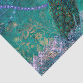 Papier Mousseline Aquarelle Boho Green Purple Peacock (Détail)