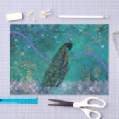 Papier Mousseline Aquarelle Boho Green Purple Peacock (Artisanat)
