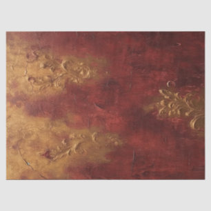 Papier Mousseline Aquarelle bordeaux et ornements en faux or