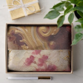 Papier Mousseline Aquarelle bordeaux et rougis or rose français (Cadeau)