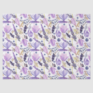 Papier Mousseline Aquarelle Botanique Lavande Fleur sauvage Boho