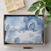 Papier Mousseline Aquarelle botanique moderne bleu doux (Cadeau)