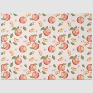Papier Mousseline Aquarelle botanique Pêches et fleurs
