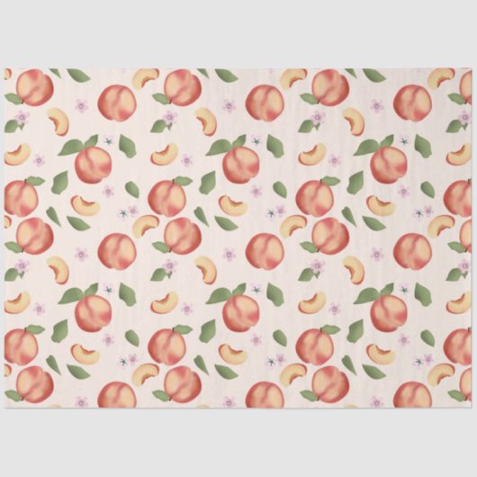 Papier Mousseline Aquarelle botanique Pêches et fleurs (Recto)