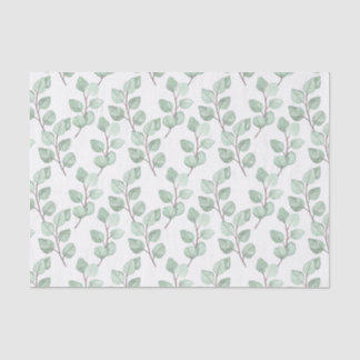 Papier Mousseline Aquarelle botanique Vert Feuille Feuillage rustiqu
