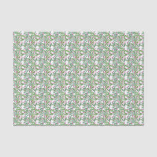 Papier Mousseline Aquarelle Bourgogne et Noël vert Holly
