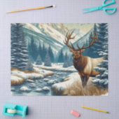 Papier Mousseline Aquarelle Bull Elk par Stream Tissu Papier (Artisanat)