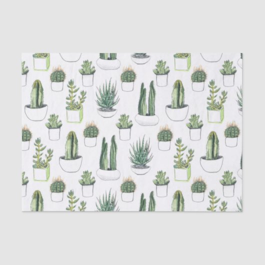 Papier Mousseline Aquarelle Cacti & Succulent (Recto)