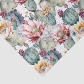 Papier Mousseline Aquarelle Cactus en fleurs Succulents (Détail)