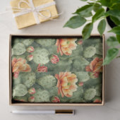 Papier Mousseline Aquarelle Cactus Orange Fleurs Motif Découpage (Cadeau)