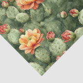 Papier Mousseline Aquarelle Cactus Orange Fleurs Motif Découpage (Détail)