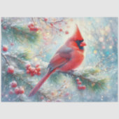 Papier Mousseline Aquarelle Cardinal Forêt de neige Découpage (Recto)