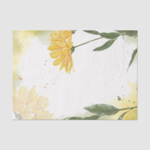 Papier Mousseline Aquarelle Carnation Jaune Découpage Florale