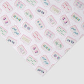 Papier Mousseline Aquarelle Carreaux de Mahjong rose et vert (Détail)